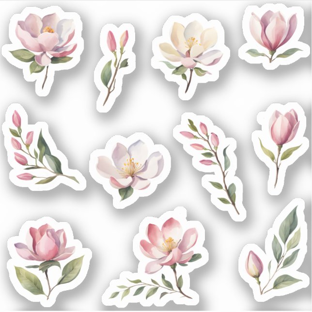 Adesivo Belo Blush Pink Magnolia Flowers Pack (Frente)
