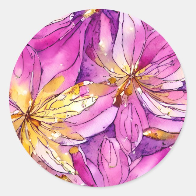 Adesivo Belo Boho Rosa e Dourado Padrão Floral (Frente)