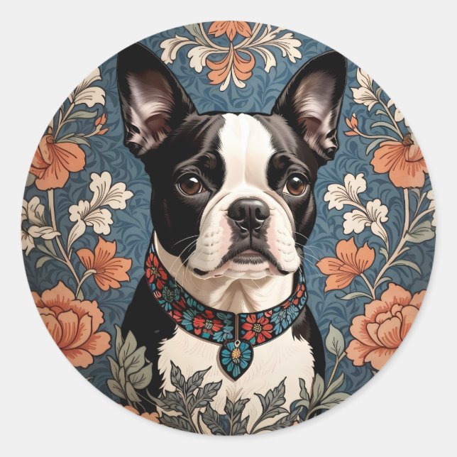 Adesivo Belo Boston Terrier William Morris Inspirou (Frente)