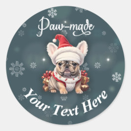 Adesivo Belo Bulldog Francês Santa Hat Manfatureiro
