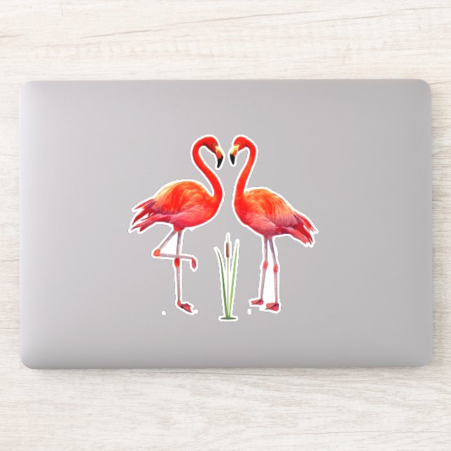 Adesivo Belo Casal de Flamingos (Computador)