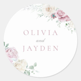 Adesivo Belo Casamento Floral De Branco E Blush Botânico