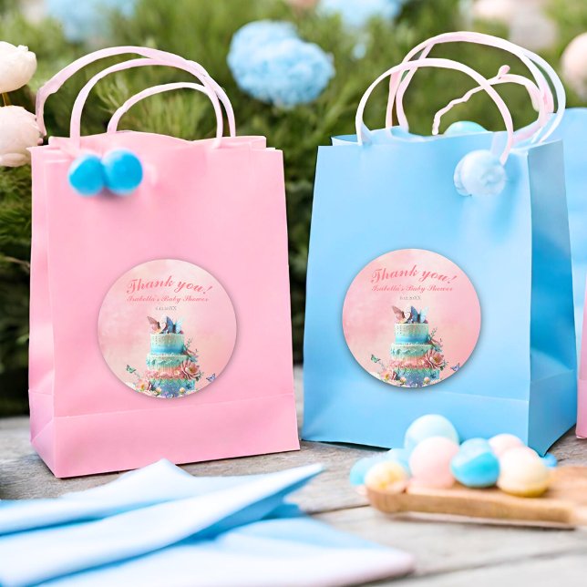 Adesivo Belo Chá de fraldas das Borboletas Gêmeas (Twice the beauty, fluttering joy, twins adorned with butterfly love stickers.)