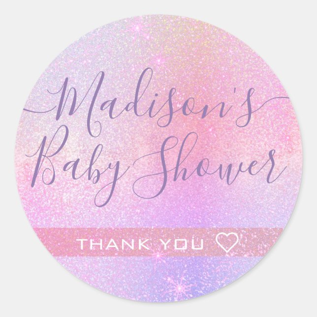 Adesivo Belo Chá de fraldas Glitter Garota Obrigado Etique (Frente)