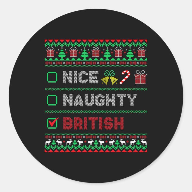 Adesivo Belo Checklist para o Natal britânico (Frente)