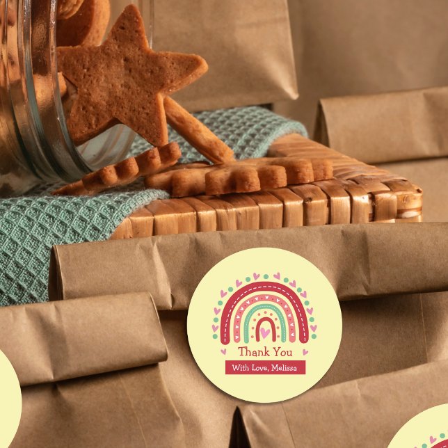 Adesivo Belo Coração Arco-Íris Bonito Obrigado (Criador carregado)