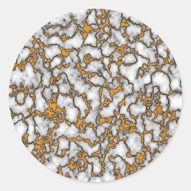 Adesivo Belo Design de Textura Marble Branco e Dourada (Frente)