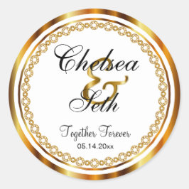 Adesivo Belo Dia do Casamento em Diamantes Brancos Dourado