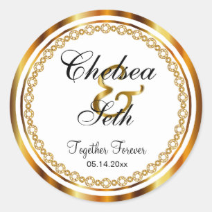 Adesivo Belo Dia do Casamento em Diamantes Brancos Dourado