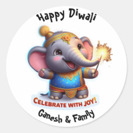 Adesivo Belo Elefante de Bebê em trajes festivos Diwali