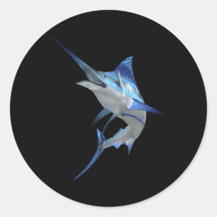 Adesivo Belo espadim azul de pesca com palha curta