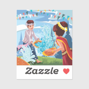 Adesivo Belo Festival Songkran Jogando Água