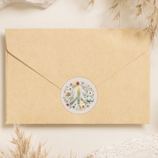 Adesivo Belo Floral dos anos 70 - Sinal de Paz Retroativo (Criador carregado)