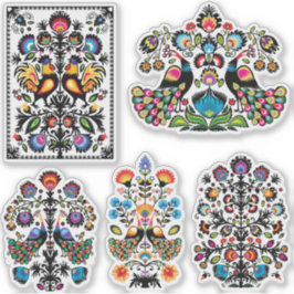 Adesivo Belo folclore polonês Wycinanki conjunto de 5