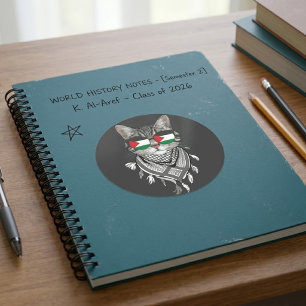 Adesivo Belo Gato Óculos Bandeira da Palestina Lenço Keffi