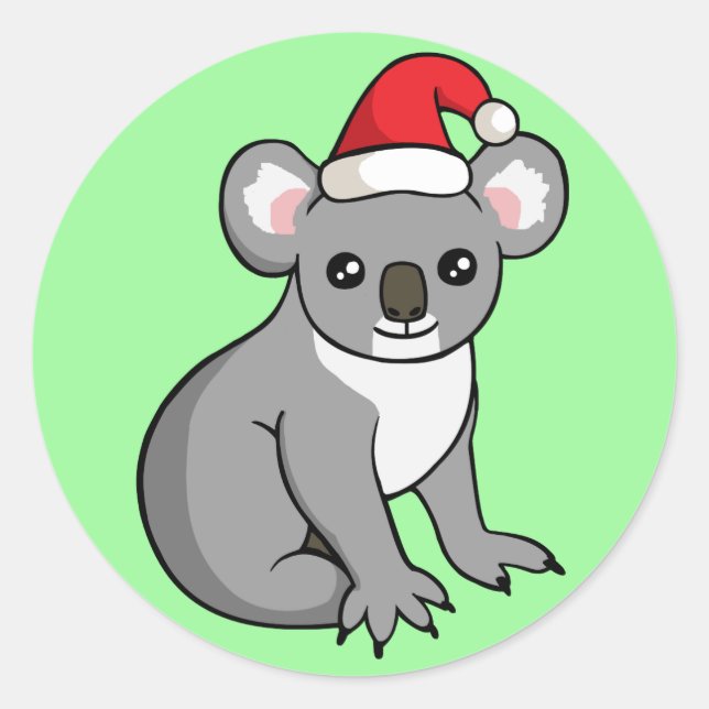 Adesivo Belo Natal Koala em Santa Hat Desenhando Stickers (Frente)