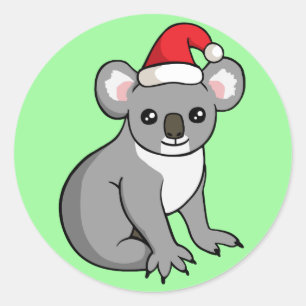 Adesivo Belo Natal Koala em Santa Hat Desenhando Stickers