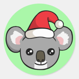 Adesivo Belo Natal Koala em Santa Hat Desenhando Stickers