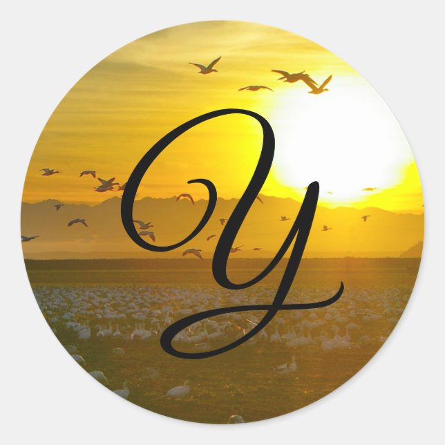 Adesivo Belo Ouro — Selos de envelopes sunset monogramas (Frente)