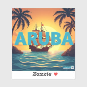 Adesivo Belo pôr do sol em aruba
