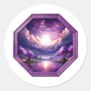 Adesivo Belo Quadro Paisagem Roxa Com Reflexos