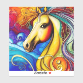 Adesivo Belo Rainbow Horse Retrato Vinil Decal
