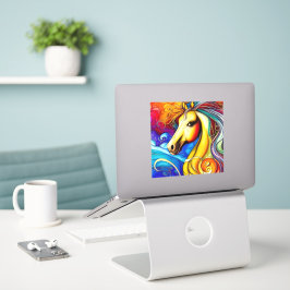 Adesivo Belo Rainbow Horse Retrato Vinil Decal