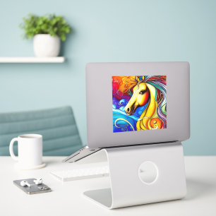 Adesivo Belo Rainbow Horse Retrato Vinil Decal