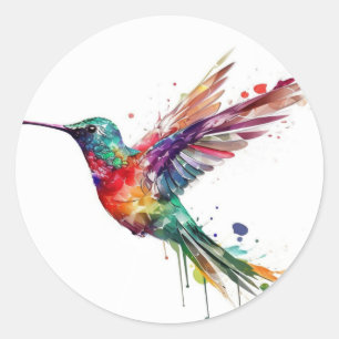 Adesivo Belo Rainbow Hummingbird com Efeito Splatter