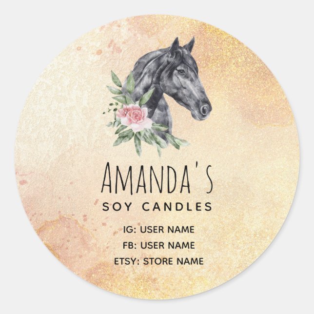 Adesivo Belo Retrato de Cabeça de Cavalo Aquarela (Frente)