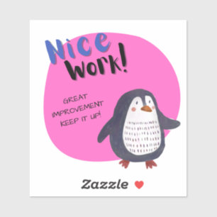 Adesivo Belo Trabalho Escola Pinguim Pequeno Tamanho