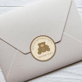 Adesivo Belo Urso Cubo Bebê Primeiro Aniversário Obrigado