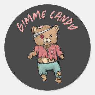 Adesivo Belo Urso Rosa Zombie Gimme Candy Halloween