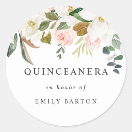 Adesivo Belo Vedante De Quinceanera Floral Branco E Blush