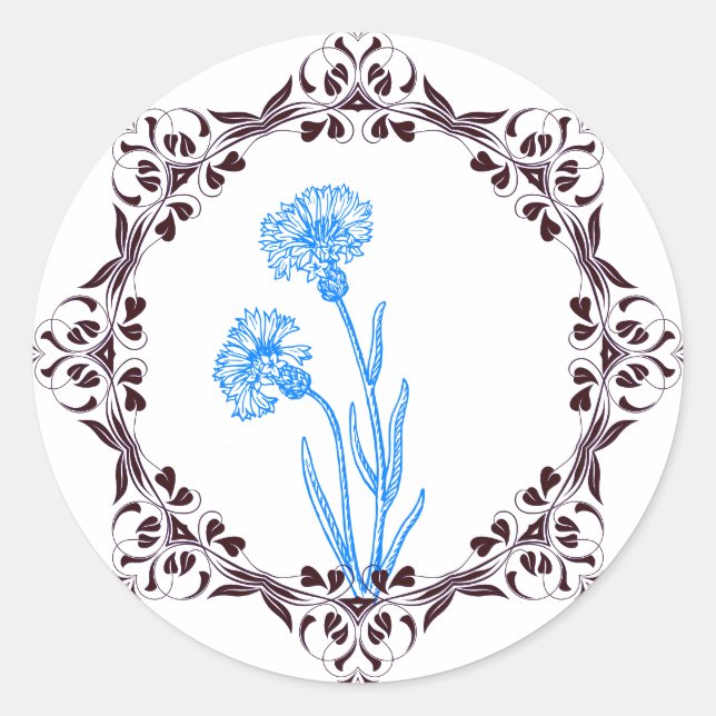 Adesivo "Belo Vinheta Azul Flores (Frente)