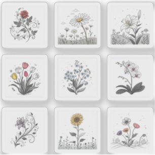 Adesivo Belos Flores Flourish Desenho Lotes 9 Folha