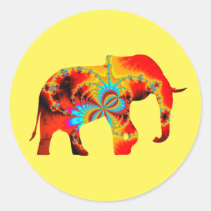 Adesivo Bem-Estar Animal - Silhueta Elefante Fractal 1