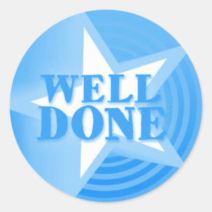 Adesivo Bem feito, elogio estelar azul