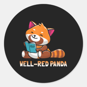 Adesivo Bem Red Panda Bookworm Lendo Livros Panda