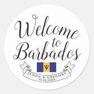Adesivo Bem-vindo a Barbados Favor de Casamento de Desti