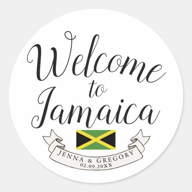 Adesivo Bem-vindo à Jamaica | Personalização de Casamento  (Frente)