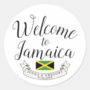 Adesivo Bem-vindo à Jamaica   Personalização de Casamento 