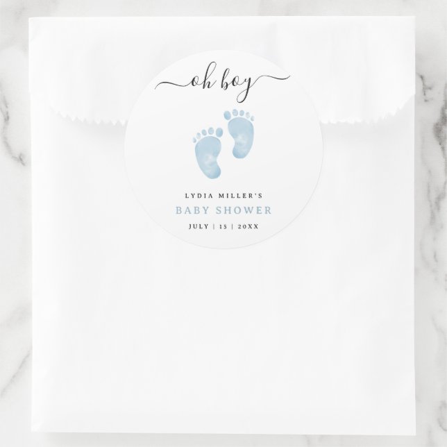 Adesivo Bem-vindo ao Chá de Bebê do Menino Blue Baby Feet (Bolsa)