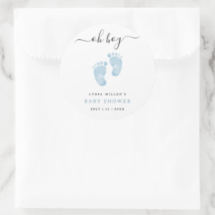 Adesivo Bem-vindo ao Chá de Bebê do Menino Blue Baby Feet