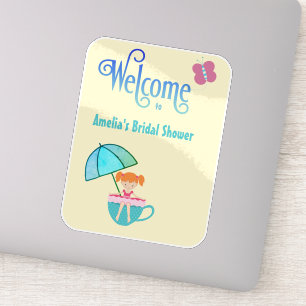 Adesivo Bem-vindo ao Chá de Panela de Noiva Teacup Borbole