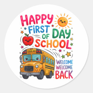 Adesivo Bem-vindo de Volta à Escola Feliz Primeiro Dia