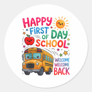 Adesivo Bem-vindo de Volta à Escola Feliz Primeiro Dia Pro