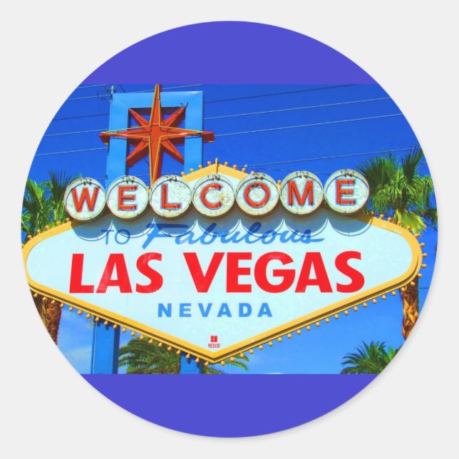 Adesivo Bem-vindos a Las Vegas Sign Round Stickers (Frente)