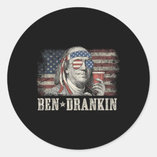 Adesivo Ben Drankin Beer 4 De Julho Vintage Flag Engraçado