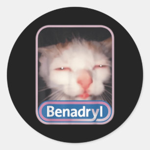 Adesivo Benadryl Meme Cat Benny Cute &amp; Engraçado